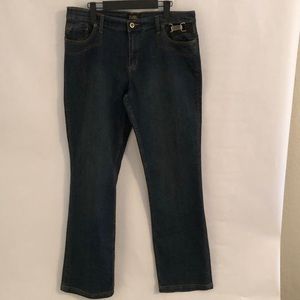 Isabel jeans Dark wash Leather trim Size 16 Made in USA